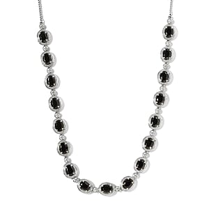 Elite Shungite and White Zircon Necklace 18-20 Inches in Platinum Over Sterling Silver 8.50 ctw