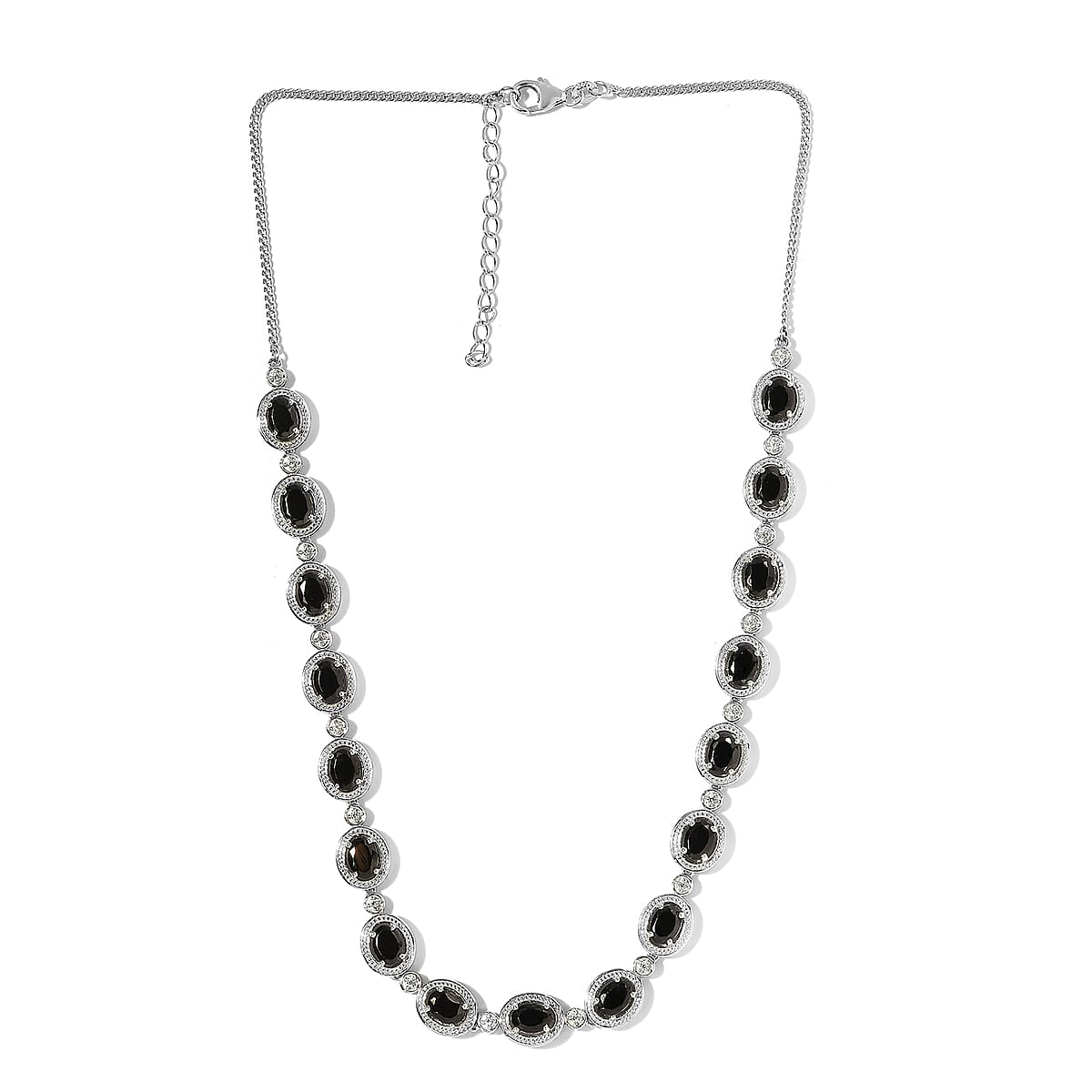Elite Shungite and White Zircon Necklace 18-20 Inches in Platinum Over Sterling Silver 8.50 ctw image number 3