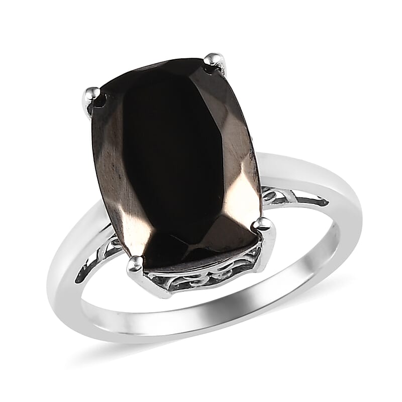 Elite Shungite Solitaire Ring in Platinum Over Sterling Silver (Size 10.0) 3.50 ctw