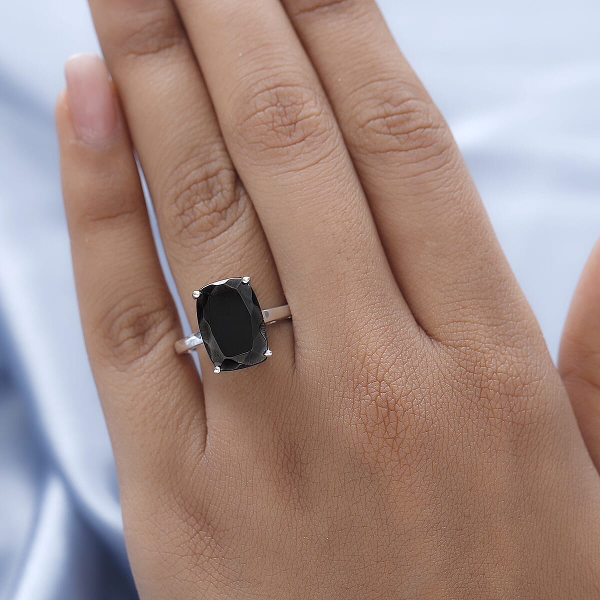 Elite Shungite Solitaire Ring in Platinum Over Sterling Silver 3.50 ctw image number 2