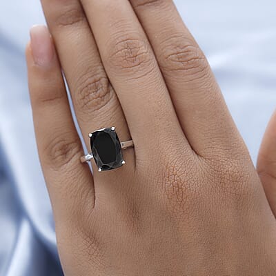Elite Shungite Solitaire Ring in Platinum Over Sterling Silver (Size 10.0) 3.50 ctw