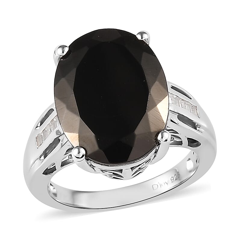 Elite Shungite and White Topaz Ring in Platinum Over Sterling Silver (Size 10.0) 4.60 ctw