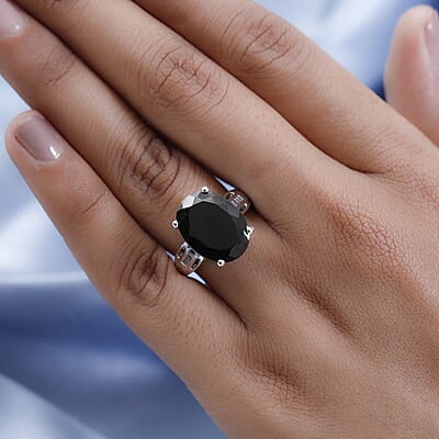 Elite Shungite and White Topaz Ring in Platinum Over Sterling Silver (Size 10.0) 4.60 ctw