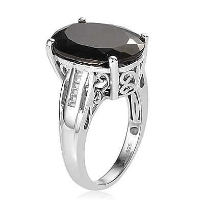 Elite Shungite and White Topaz Ring in Platinum Over Sterling Silver (Size 10.0) 4.60 ctw
