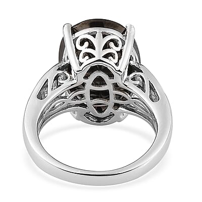 Elite Shungite and White Topaz Ring in Platinum Over Sterling Silver (Size 10.0) 4.60 ctw
