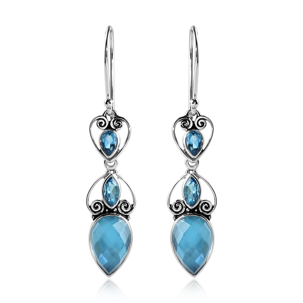 Sajen Silver Quartz Doublet Celestial Blue Earrings in Platinum Over Sterling Silver 6.50 ctw image number 0