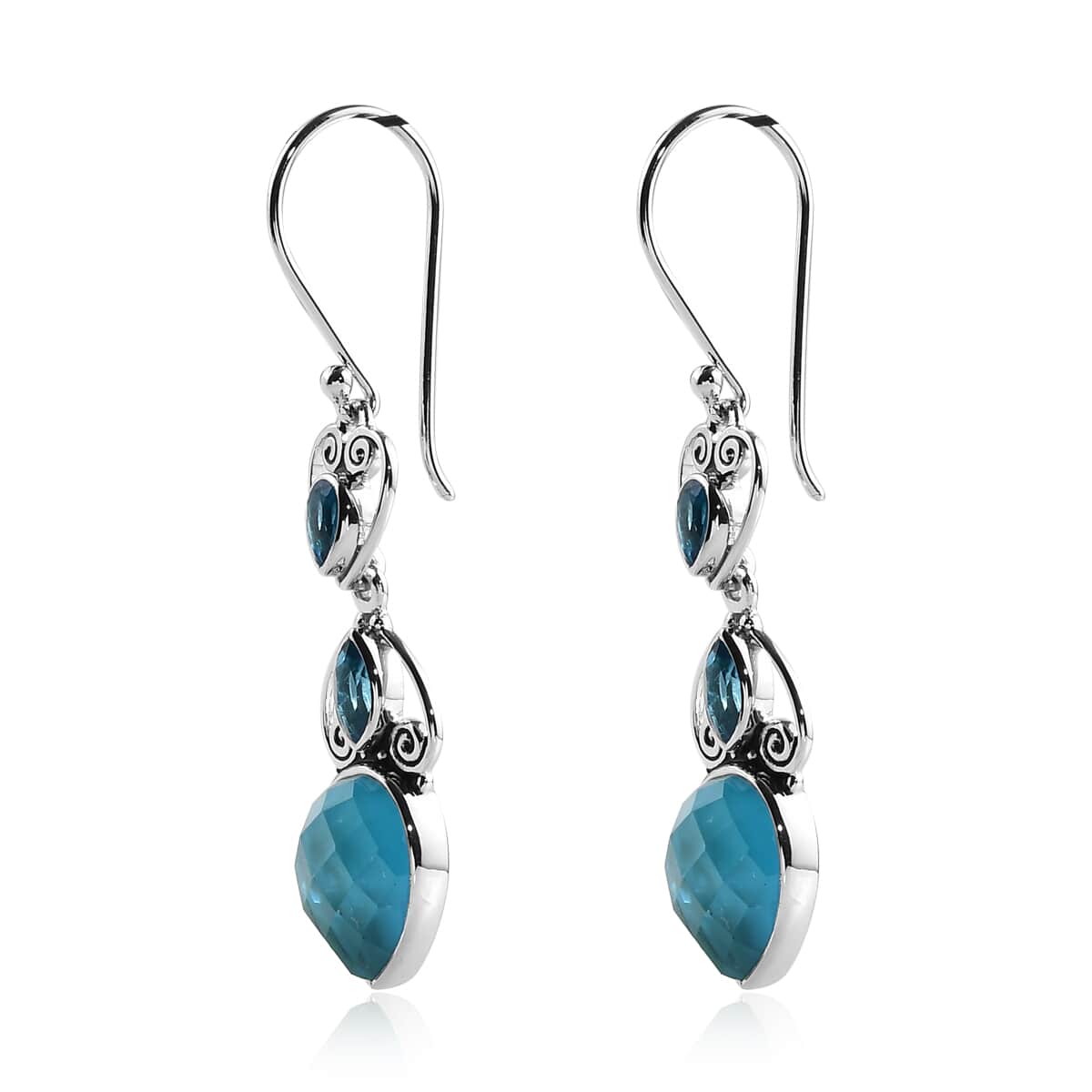 Sajen Silver Quartz Doublet Celestial Blue Earrings in Platinum Over Sterling Silver 6.50 ctw image number 3