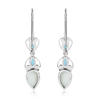 Sajen Silver Quartz Doublet Celestial Blue Earrings in Platinum Over Sterling Silver 6.50 ctw