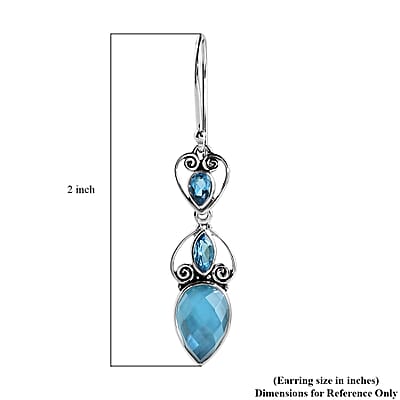 Sajen Silver Quartz Doublet Celestial Blue Earrings in Platinum Over Sterling Silver 6.50 ctw