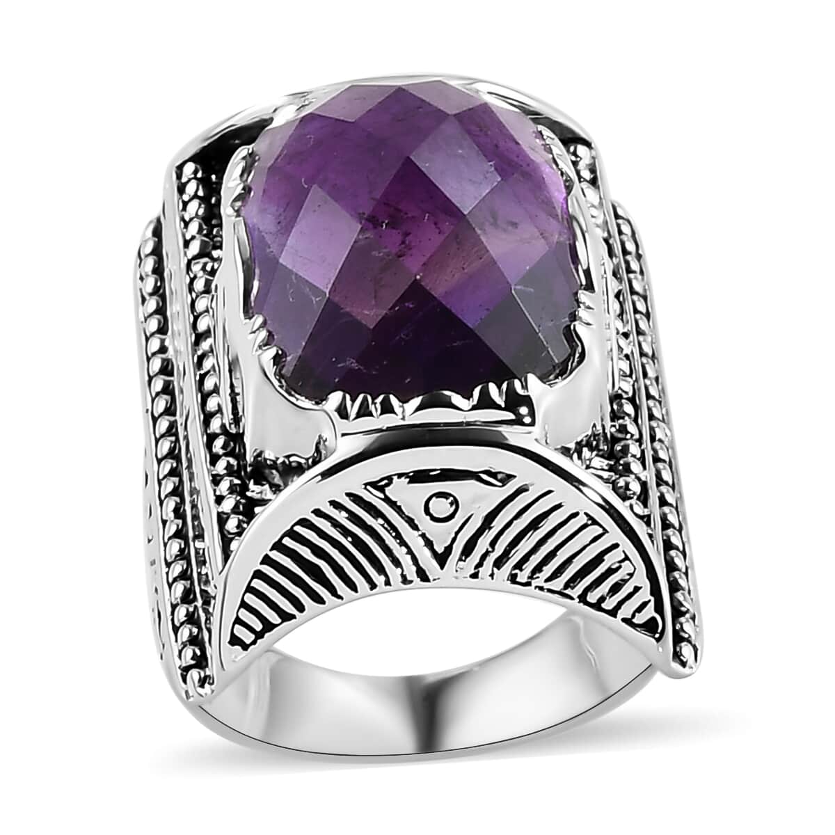 SAJEN SILVER Amethyst Ring in Platinum Over Sterling Silver 12 Grams 10.90 ctw image number 0