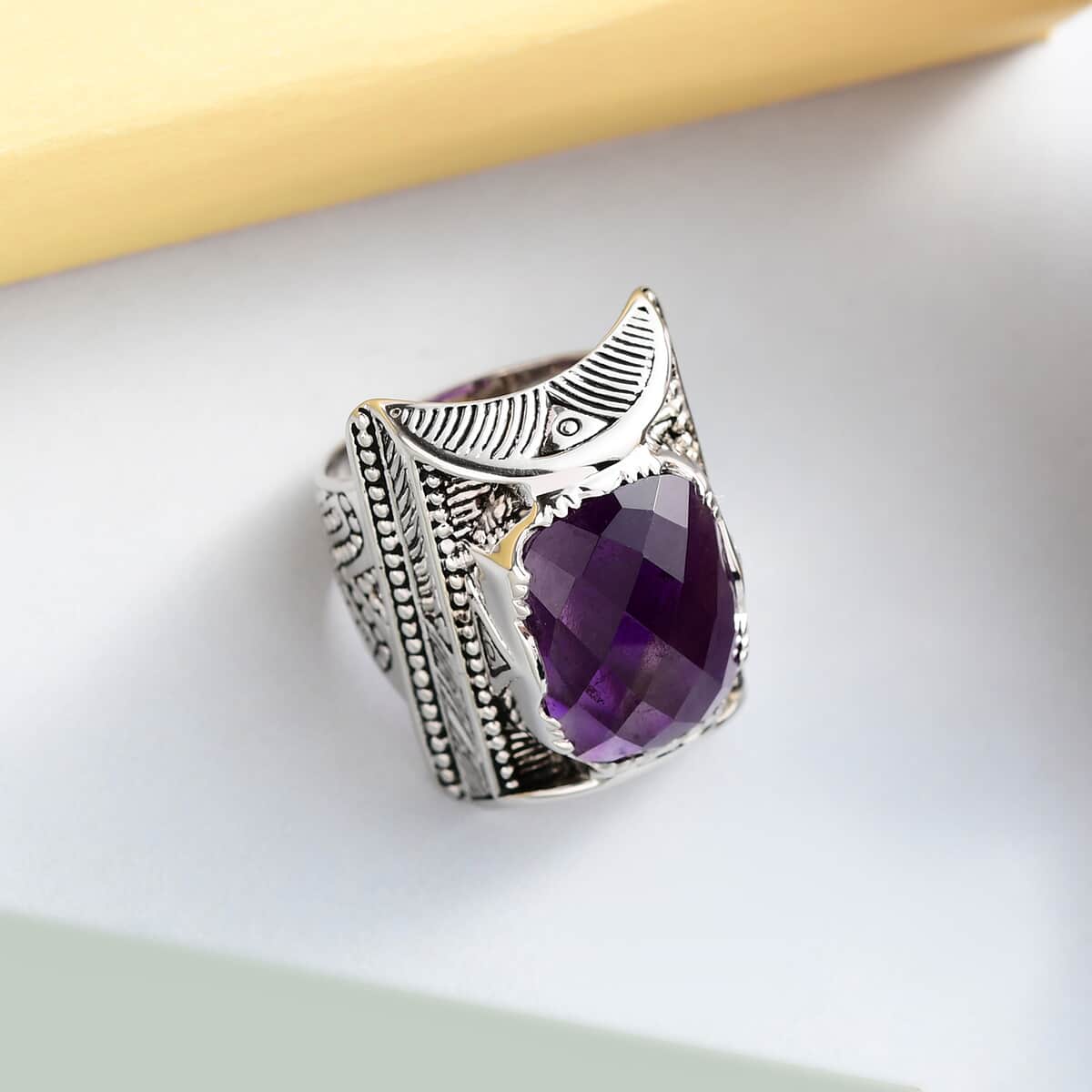 SAJEN SILVER Amethyst Ring in Platinum Over Sterling Silver 12 Grams 10.90 ctw image number 1