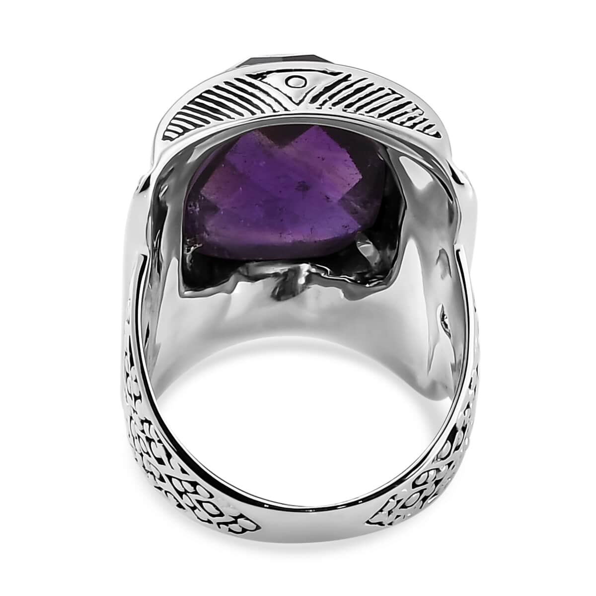 SAJEN SILVER Amethyst Ring in Platinum Over Sterling Silver 12 Grams 10.90 ctw image number 4