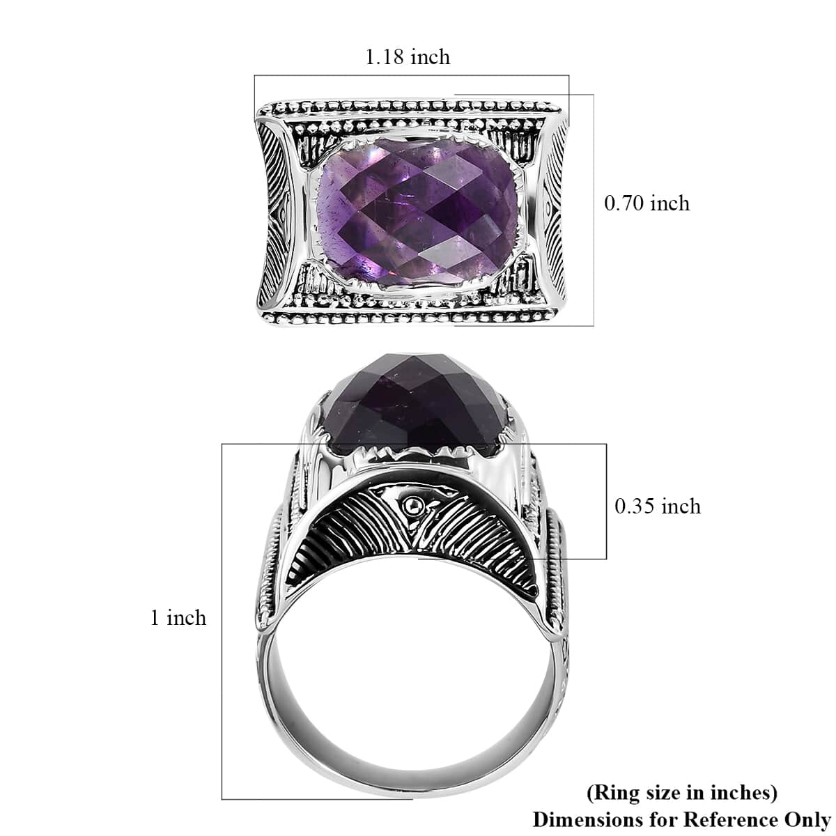 SAJEN SILVER Amethyst Ring in Platinum Over Sterling Silver 12 Grams 10.90 ctw image number 5