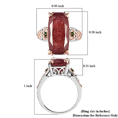Tanzanian Natronite and Chrome Diopside Ring in Vermeil Rose Gold and Platinum Over Sterling Silver (Size 10.0) 10.60 ctw