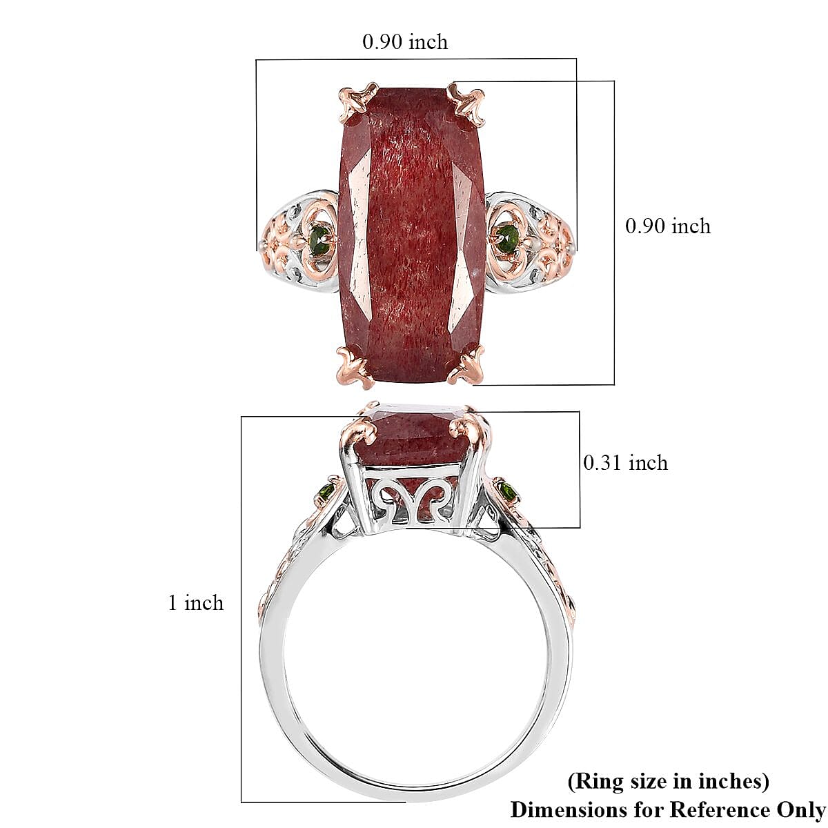 Tanzanian Natronite and Chrome Diopside Ring in Vermeil Rose Gold and Platinum Over Sterling Silver (Size 7.0) 10.60 ctw image number 5