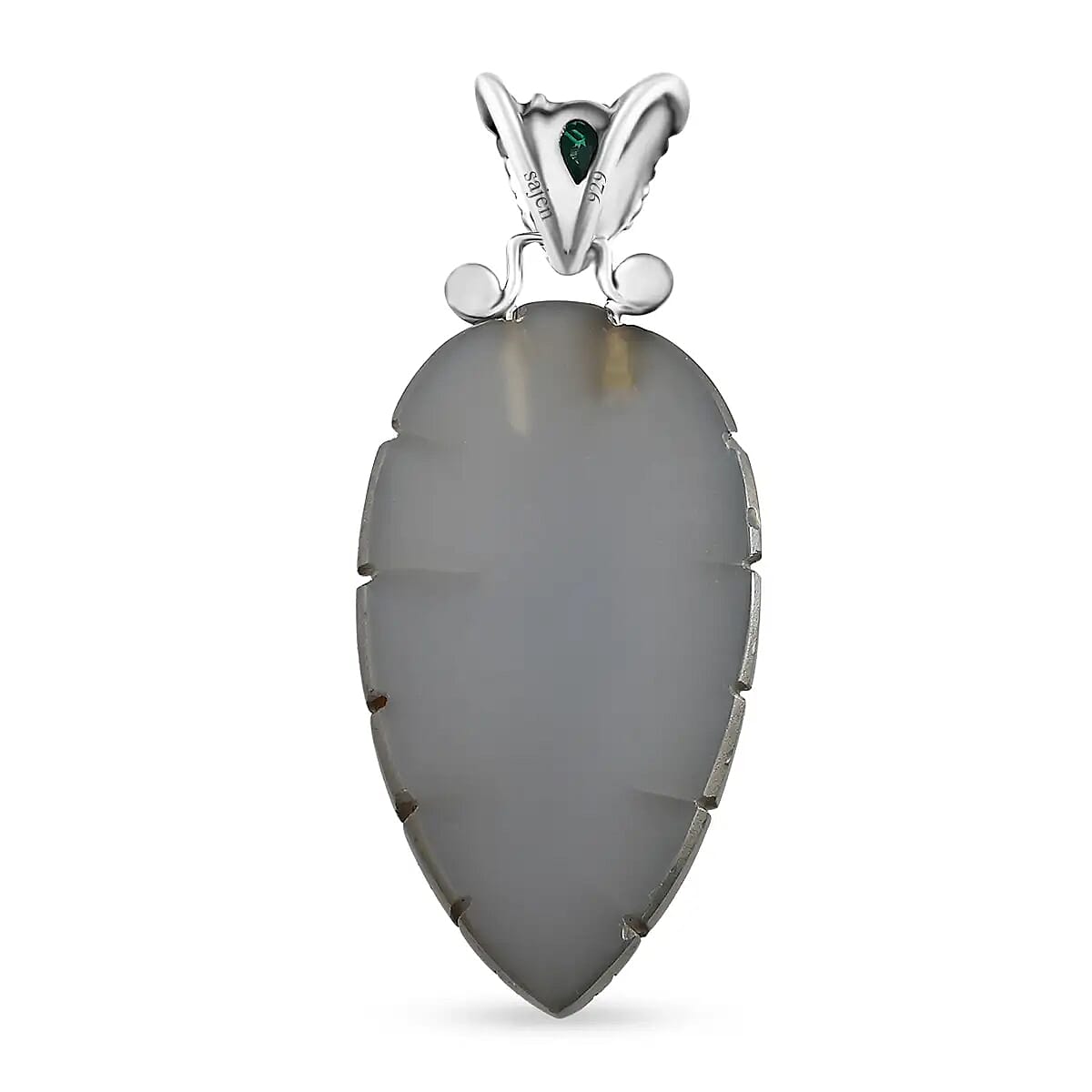 Sajen Silver Doublet Quartz Pendant, Sterling Silver Pendant, Celestial Pendant, Window Drusy Forest, Quartz Doublet Celestial Emerald Pendant 60.75 ctw image number 4