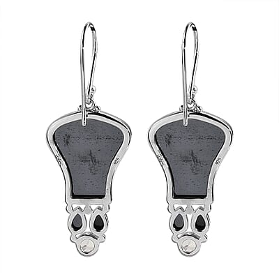 Sajen Silver Carved Hematite Elephant and Multi Gemstone Earrings in Platinum Over Sterling Silver 38.25 ctw