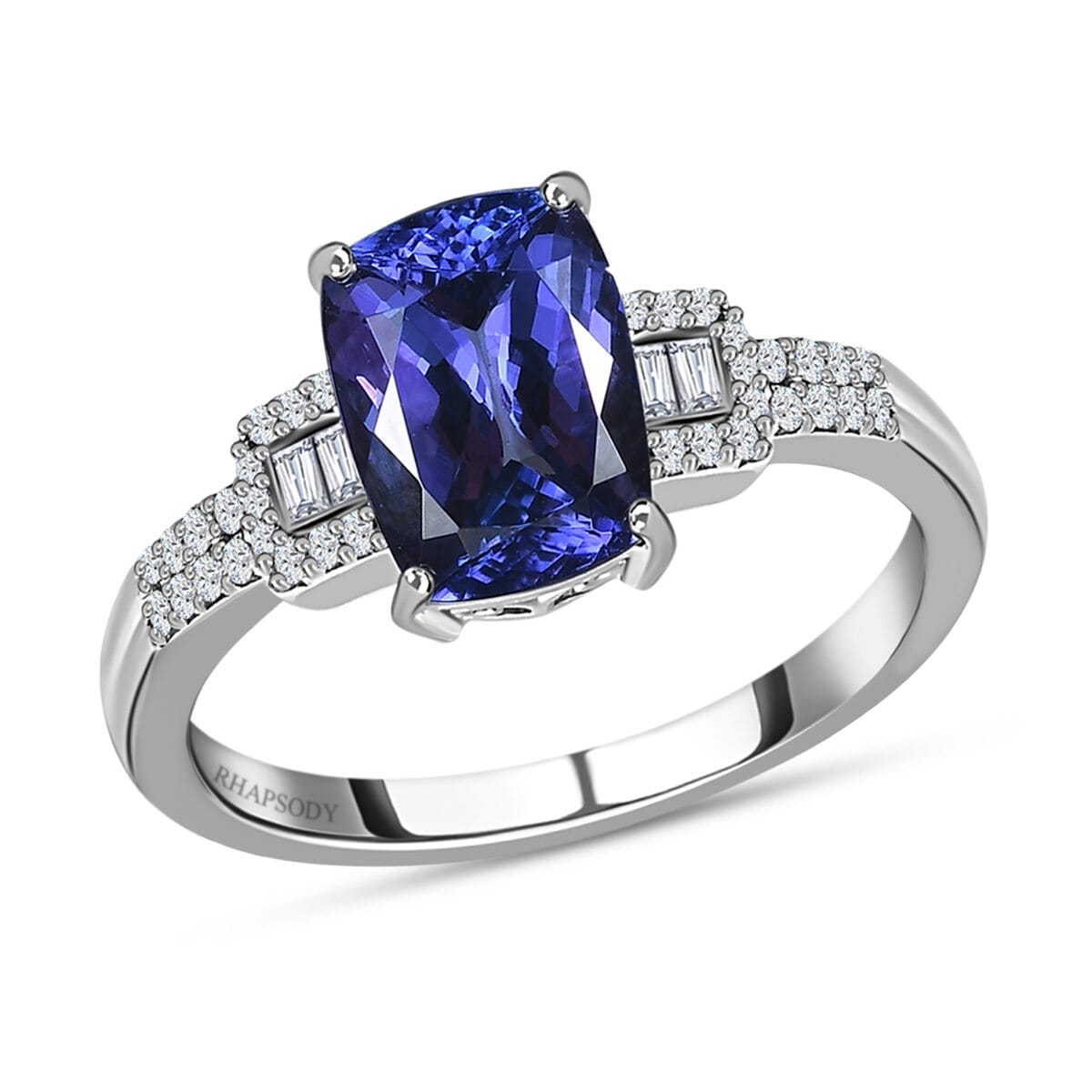 Rhapsody 950 Platinum AAAA Tanzanite and E-F VS Diamond Ring (Size 10.0) 5.50 Grams 3.25 ctw image number 0