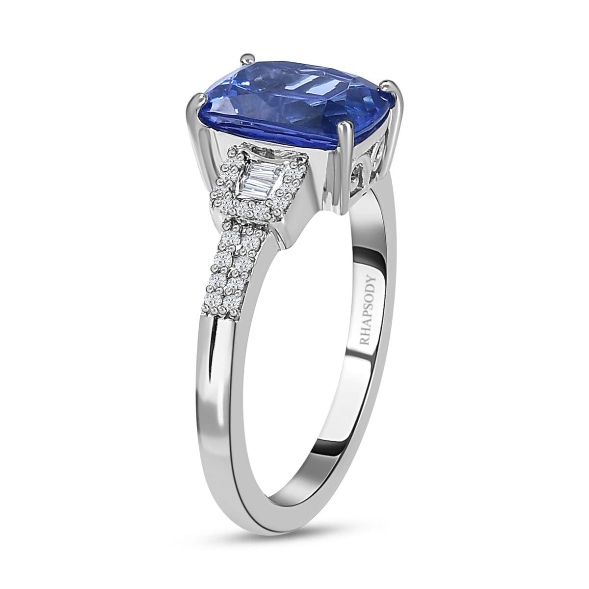Rhapsody 950 Platinum AAAA Tanzanite and E-F VS Diamond Ring (Size 10.0) 5.50 Grams 3.25 ctw image number 3