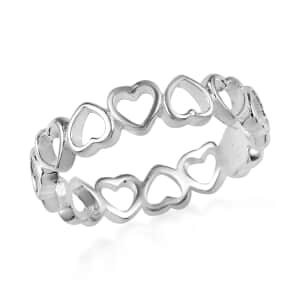 Sterling Silver Heart Band Ring (Size 10.0) 1.40 Grams