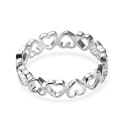 Sterling Silver Heart Band Ring (Size 10.0) 1.40 Grams