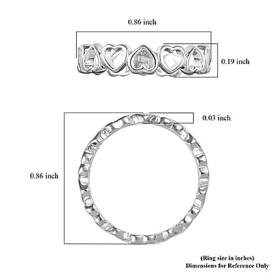 Sterling Silver Heart Band Ring (Size 10.0) 1.40 Grams