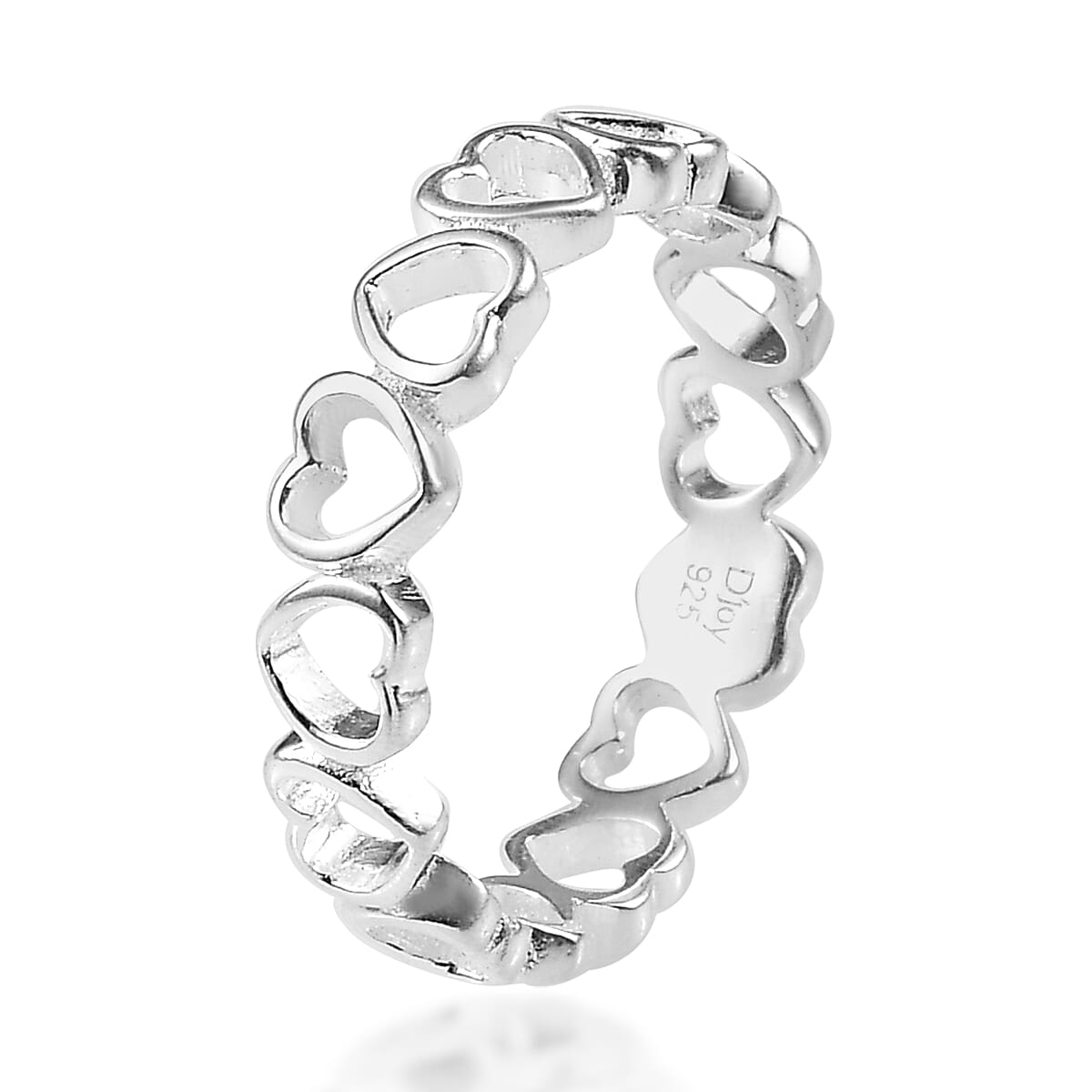 Sterling Silver Heart Band Ring (Size 7.0) 1.40 Grams image number 3