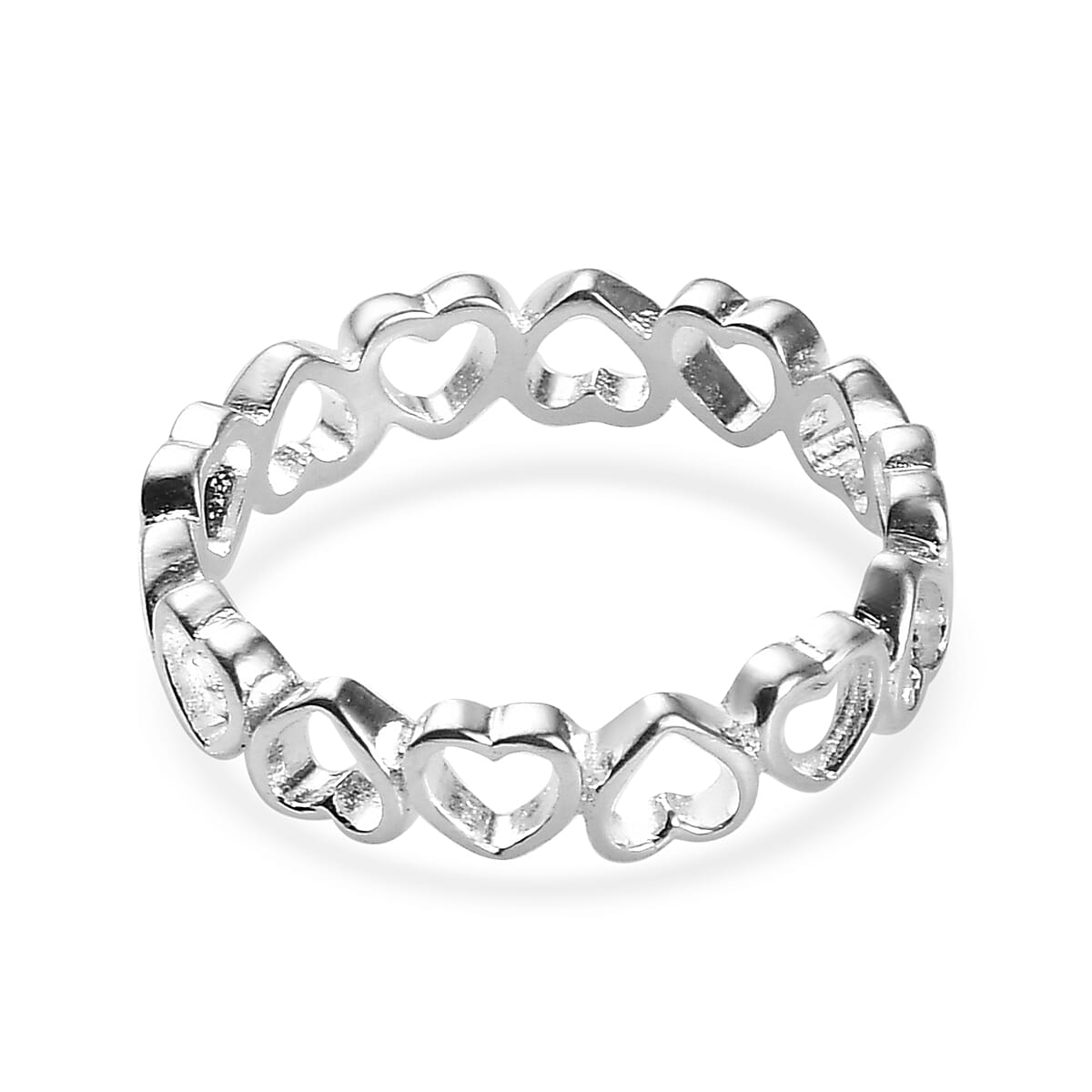 Sterling Silver Heart Band Ring (Size 7.0) 1.40 Grams image number 4