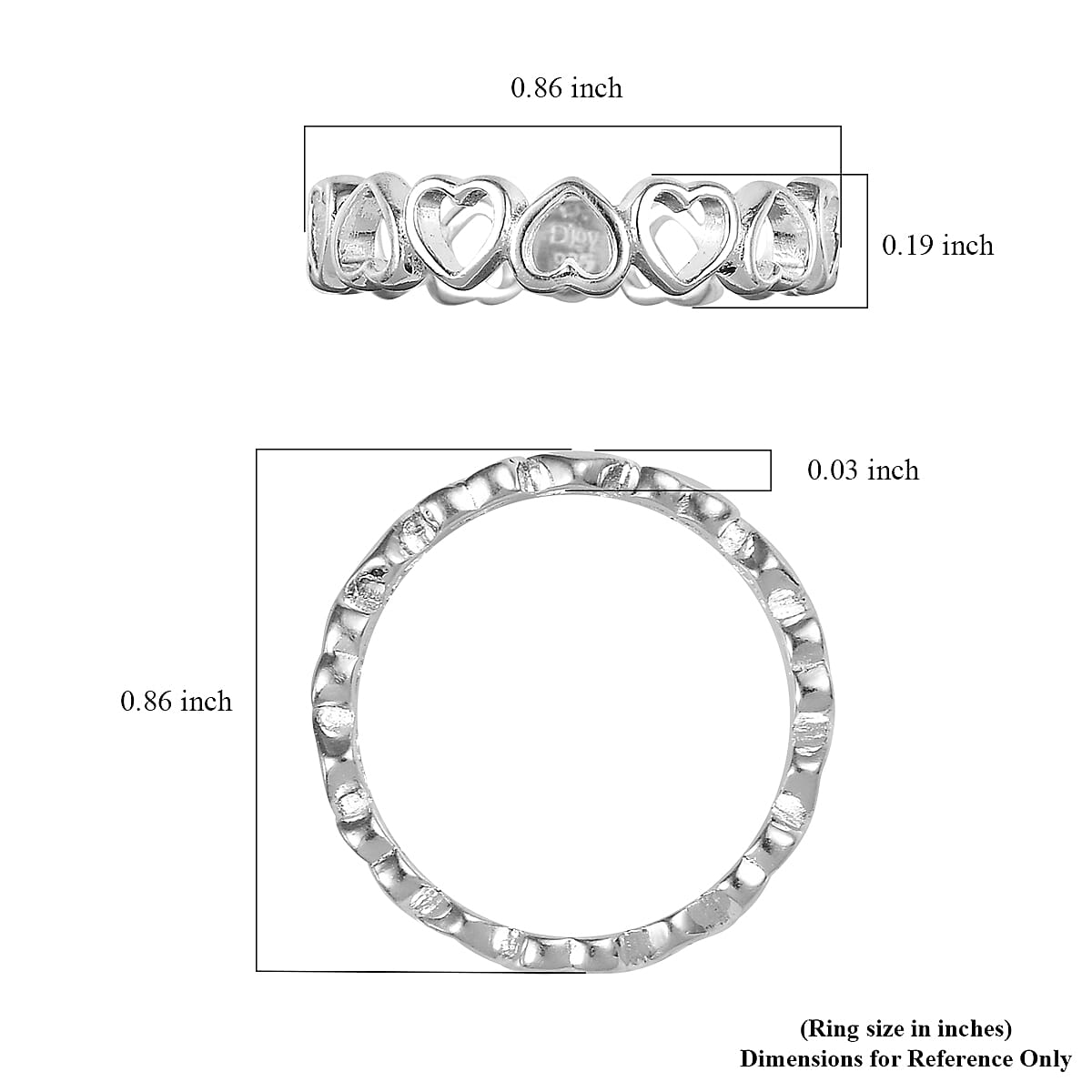 Sterling Silver Heart Band Ring (Size 7.0) 1.40 Grams image number 5