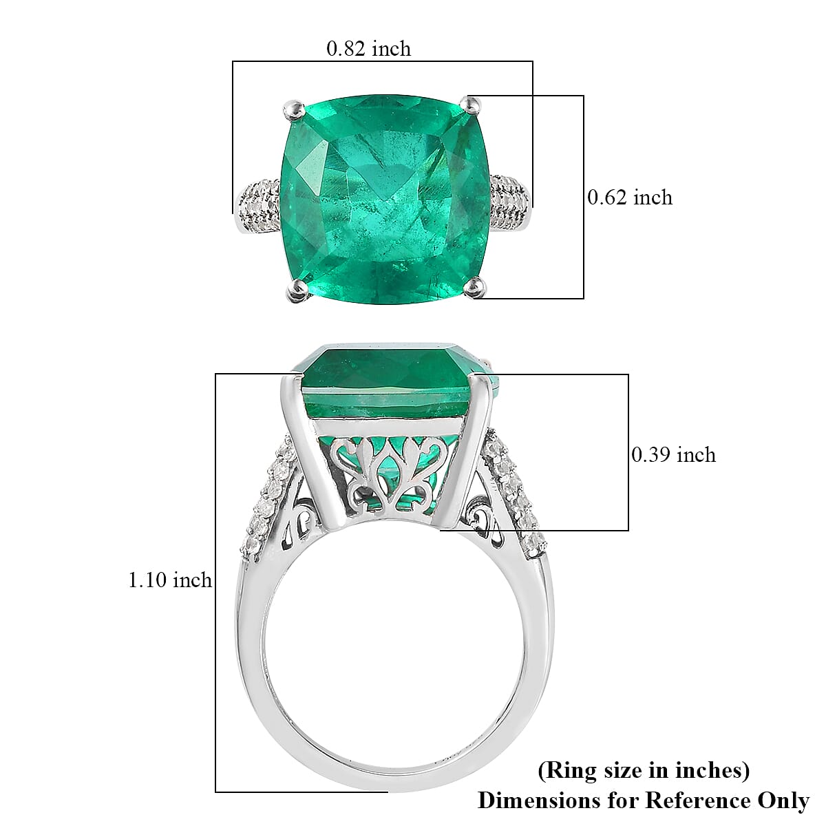 Emeraldine Quartz (Triplet) and Natural White Zircon Ring in Platinum Over Sterling Silver (Delivery in 7-10 Business Days) 11.50 ctw image number 5