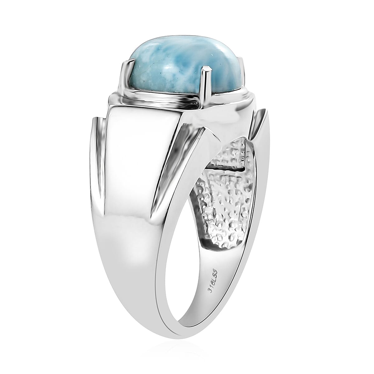 Larimar Men's Ring in Stainless Steel (Size 13.0) 5.75 ctw image number 3