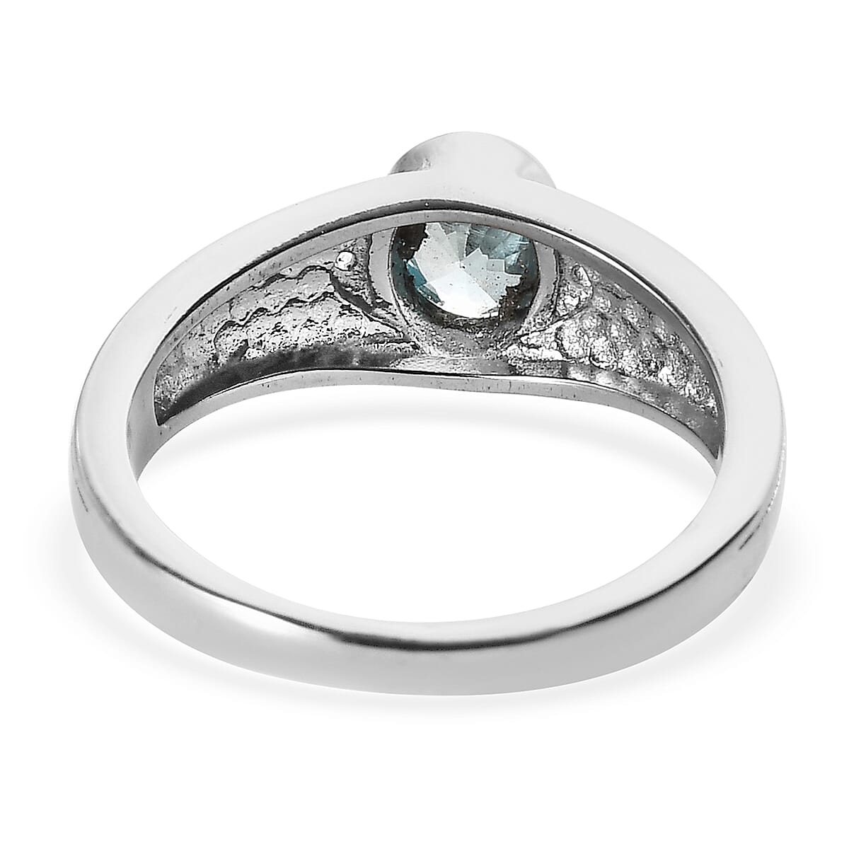 Cambodian Blue Zircon and White Zircon Men's Ring in Stainless Steel (Size 14.0) 1.35 ctw image number 4