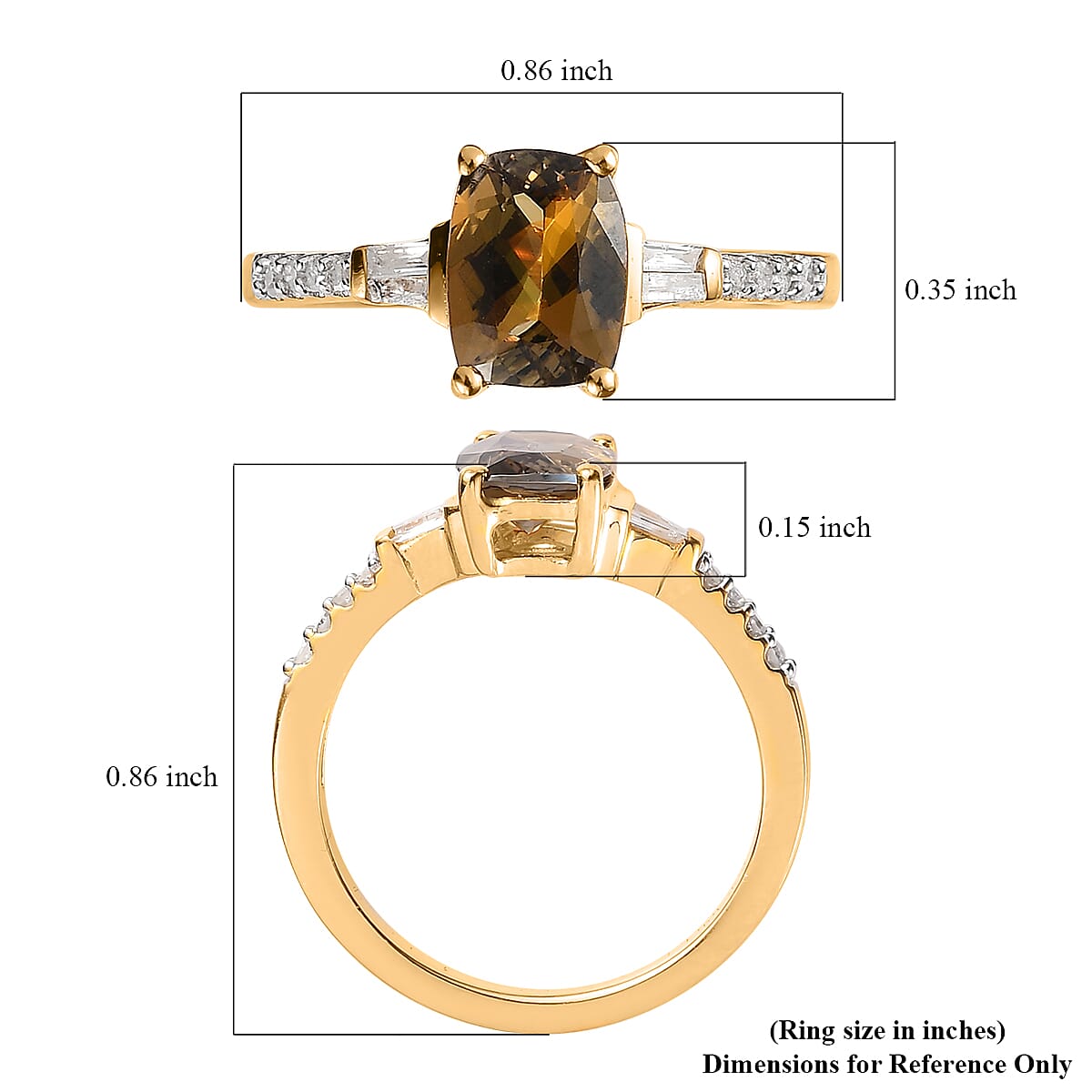 Premium Natural Golden Tanzanite, Diamond Pendant Necklace (20 Inches) in Vermeil YG Over Sterling Silver 1.55 ctw image number 5