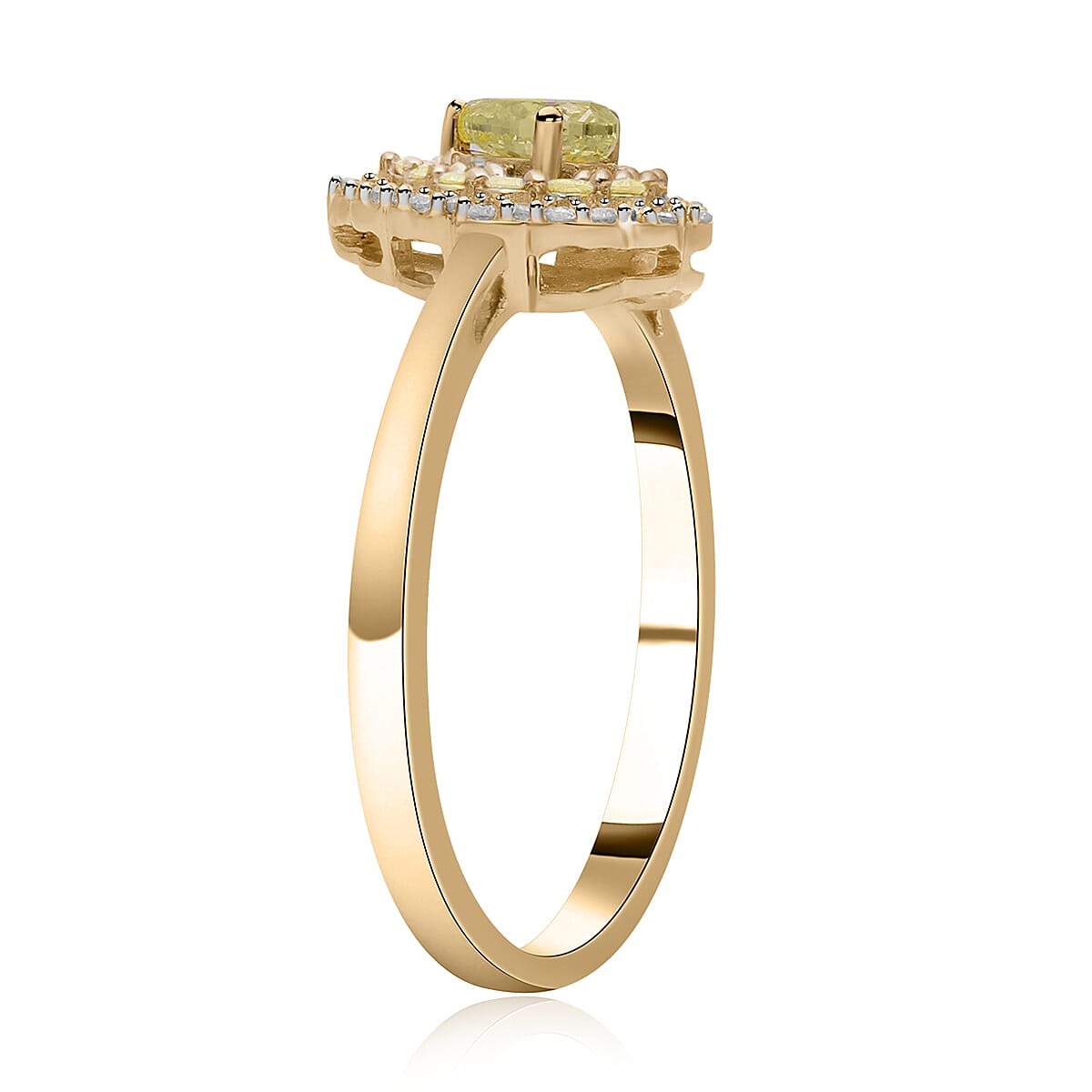 SGL Certified Luxoro 10K Yellow Gold I2-I3 Natural Yellow Diamond and White Diamond Ring (Size 8.0) 0.50 ctw