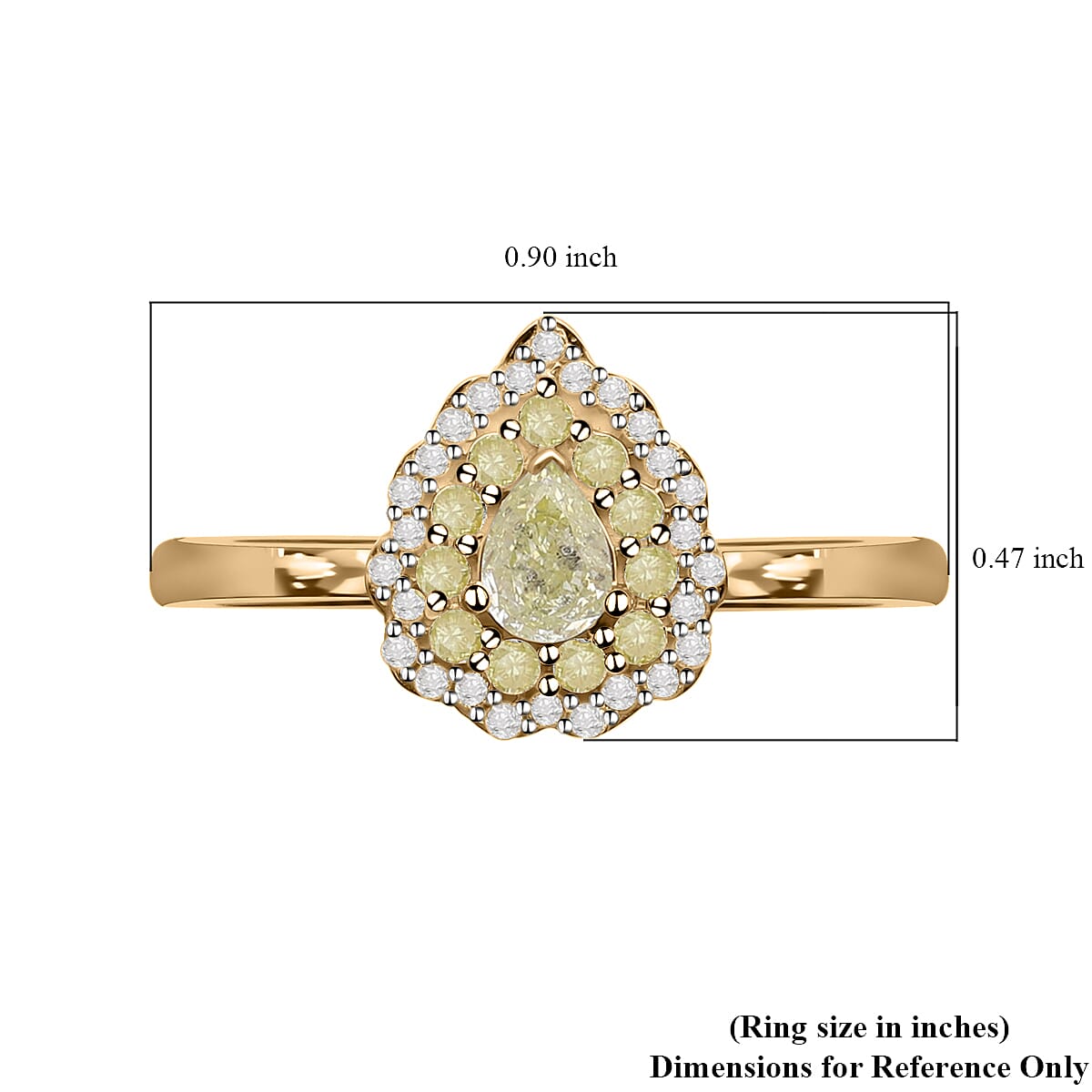 SGL Certified Luxoro 10K Yellow Gold I2-I3 Natural Yellow Diamond and White Diamond Ring (Size 8.0) 0.50 ctw