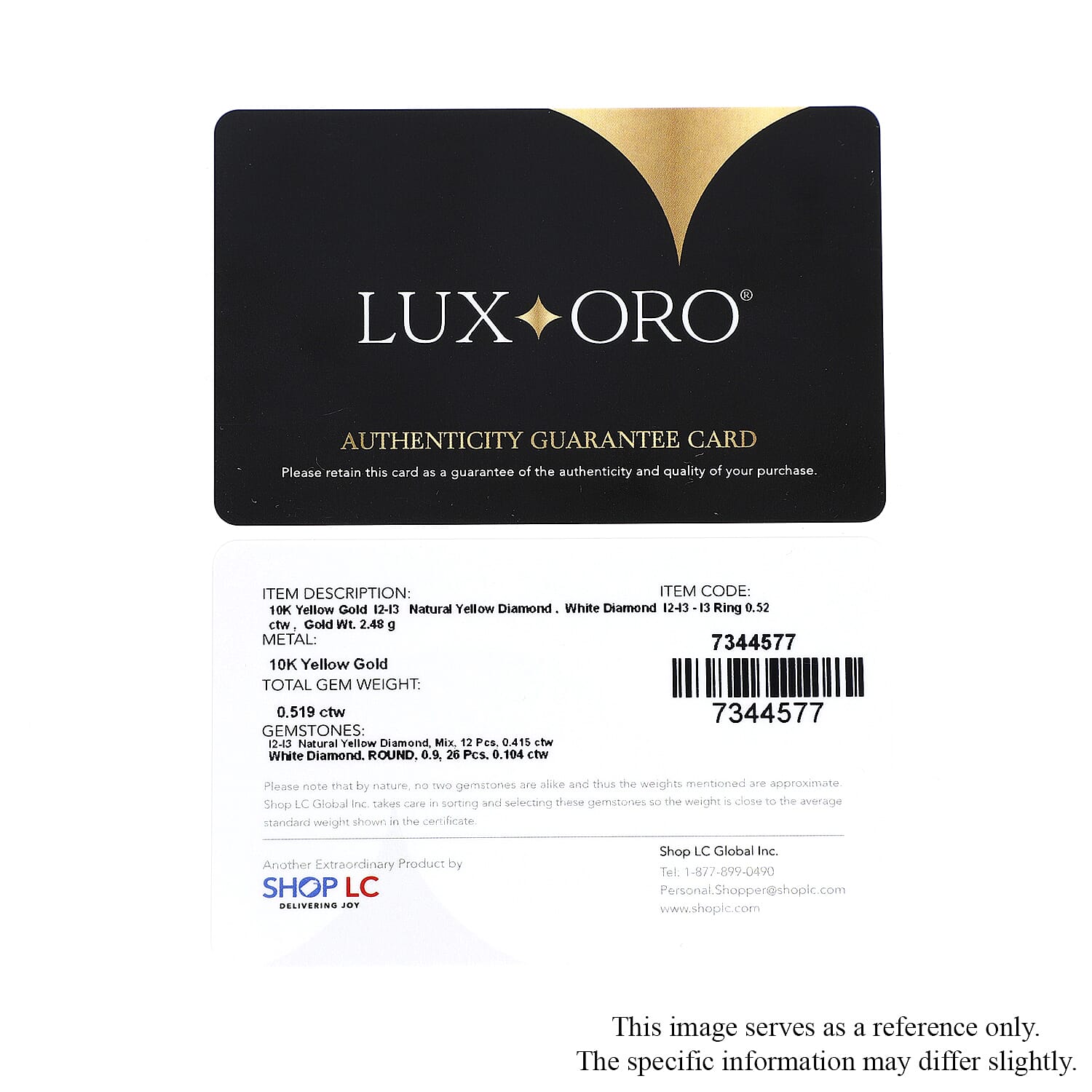 SGL Certified Luxoro 10K Yellow Gold I2-I3 Natural Yellow Diamond and White Diamond Ring (Size 8.0) 0.50 ctw