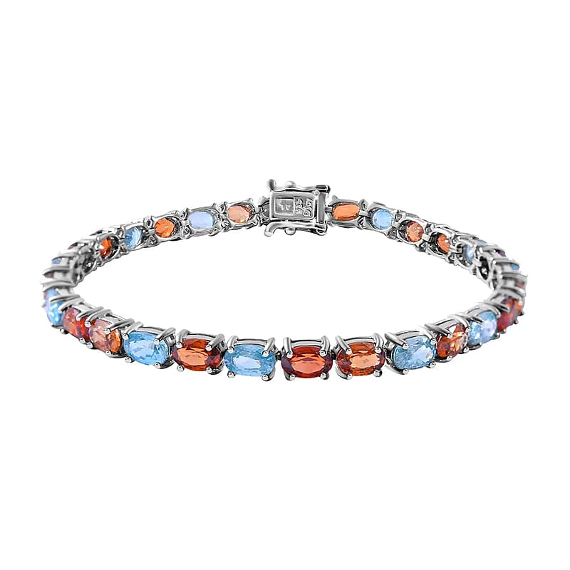 Multi Zircon Tennis Bracelet in Platinum Over Sterling Silver, Silver Tennis Bracelet, Anniversary Gifts (6.50 In) 17.65 ctw