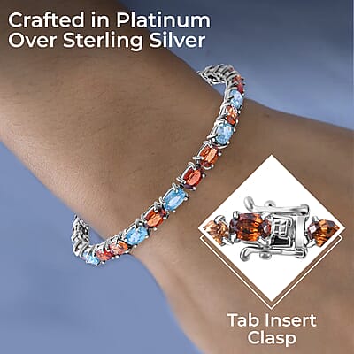 Multi Zircon Tennis Bracelet in Platinum Over Sterling Silver, Silver Tennis Bracelet, Anniversary Gifts (6.50 In) 17.65 ctw