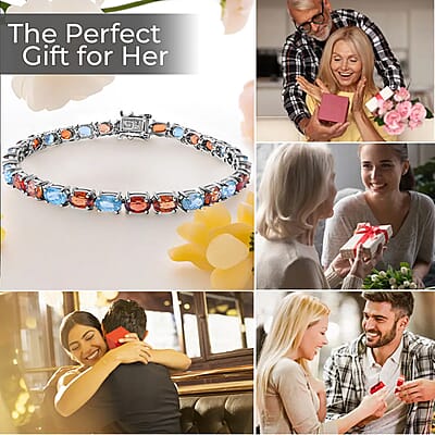 Multi Zircon Tennis Bracelet in Platinum Over Sterling Silver, Silver Tennis Bracelet, Anniversary Gifts (6.50 In) 17.65 ctw