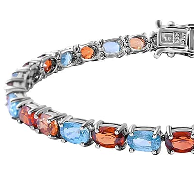 Multi Zircon Tennis Bracelet in Platinum Over Sterling Silver, Silver Tennis Bracelet, Anniversary Gifts (6.50 In) 17.65 ctw