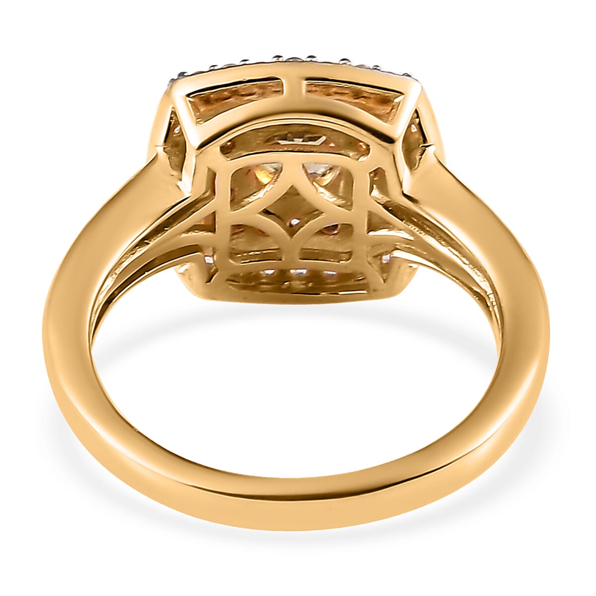 Premium Golden Tanzanite, Champagne and White Zircon Double Halo Ring in Vermeil Yellow Gold Over Sterling Silver (Size 9.0) 1.25 ctw image number 4