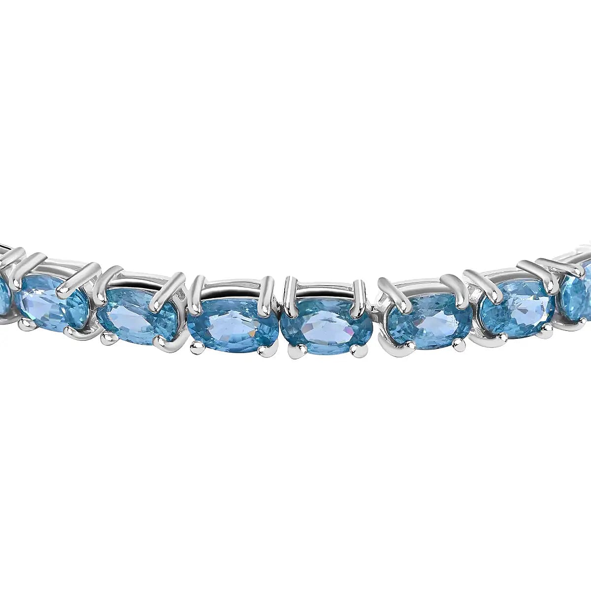 Cambodian Blue Zircon 19.75 ctw Tennis Bracelet in Platinum Over Sterling Silver, Silver Tennis Bracelet, Anniversary Gifts (7.25 In) image number 4