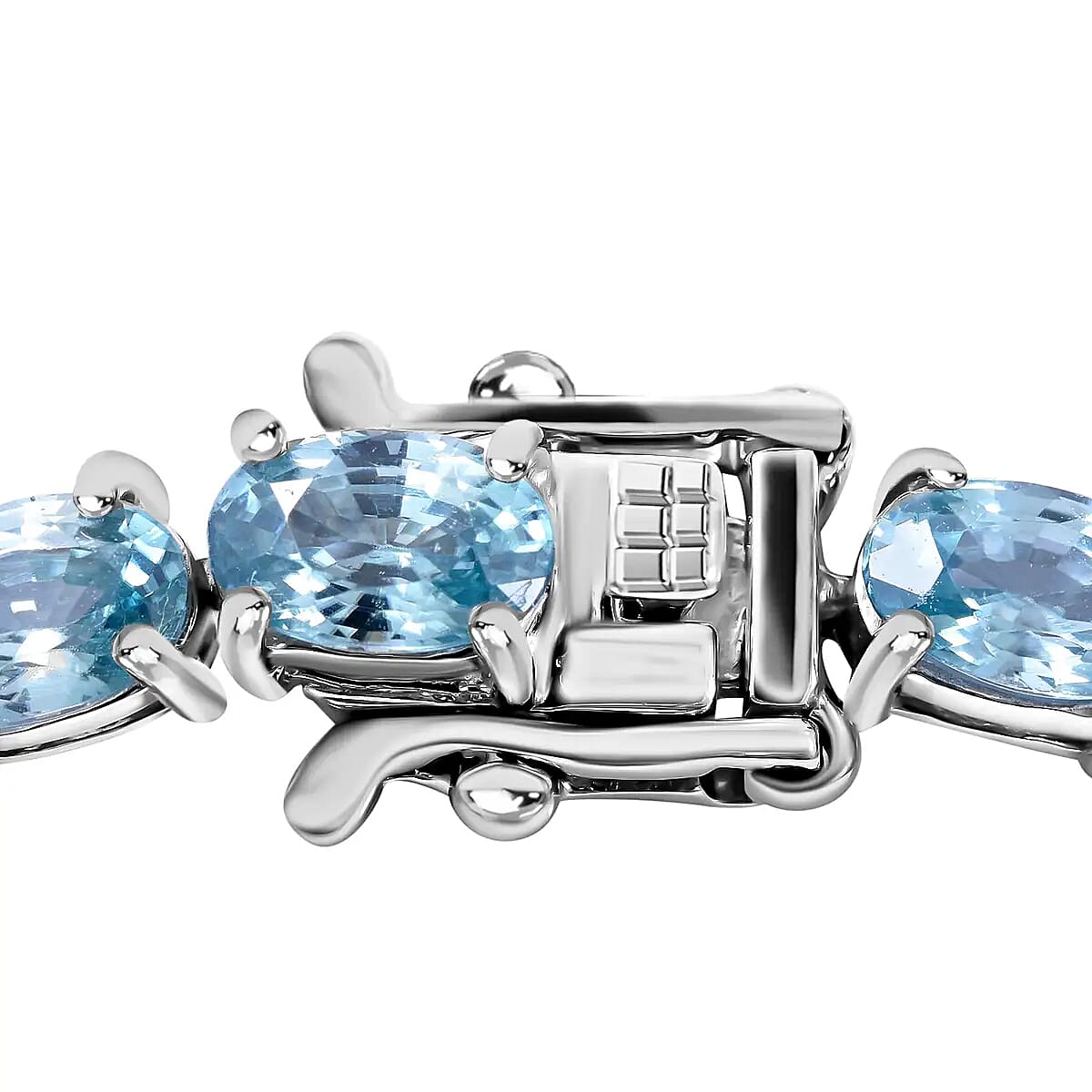 Cambodian Blue Zircon 19.75 ctw Tennis Bracelet in Platinum Over Sterling Silver, Silver Tennis Bracelet, Anniversary Gifts (7.25 In) image number 5