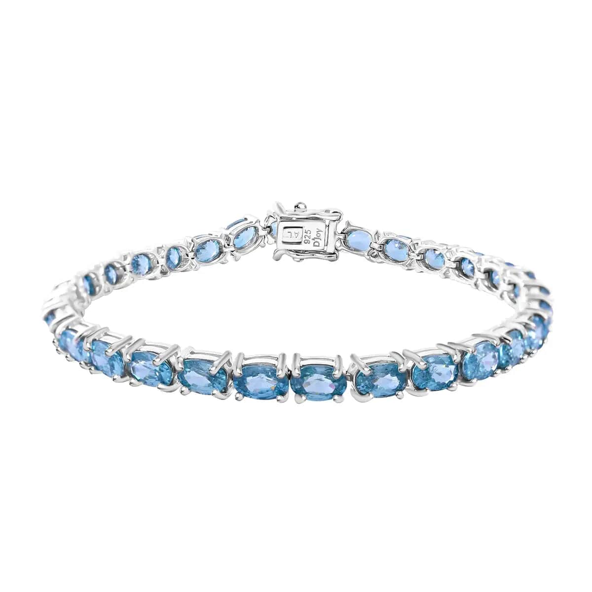 Cambodian Blue Zircon 21.75 ctw Tennis Bracelet in Platinum Over Sterling Silver, Silver Tennis Bracelet, Anniversary Gifts (8.00 In) image number 0