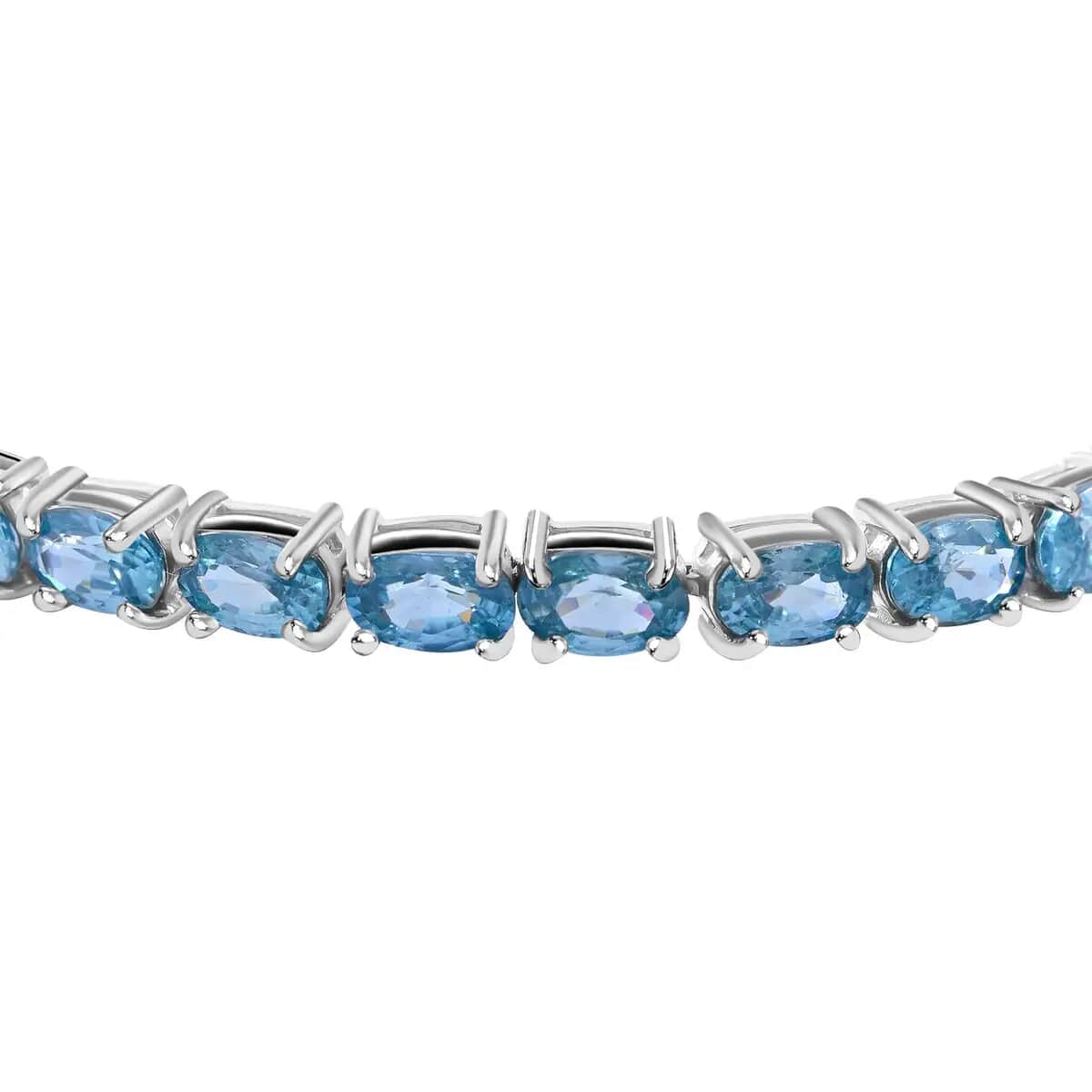 Cambodian Blue Zircon 21.75 ctw Tennis Bracelet in Platinum Over Sterling Silver, Silver Tennis Bracelet, Anniversary Gifts (8.00 In) image number 4