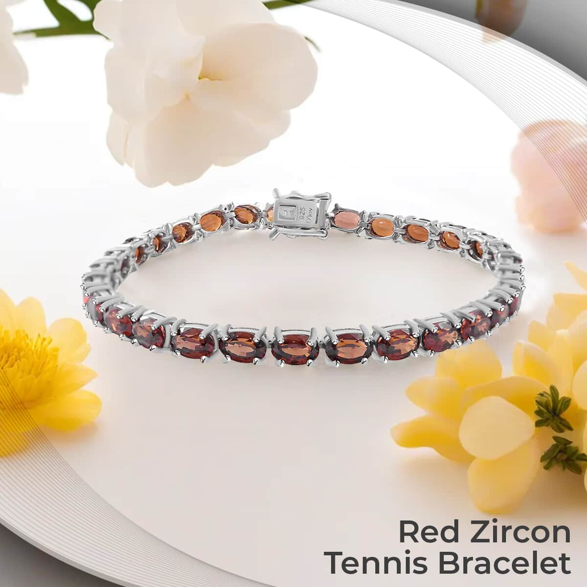 Red Zircon 21.75 ctw Tennis Bracelet in Platinum Over Sterling Silver, Silver Tennis Bracelet, Anniversary Gifts (8.00 In) image number 1