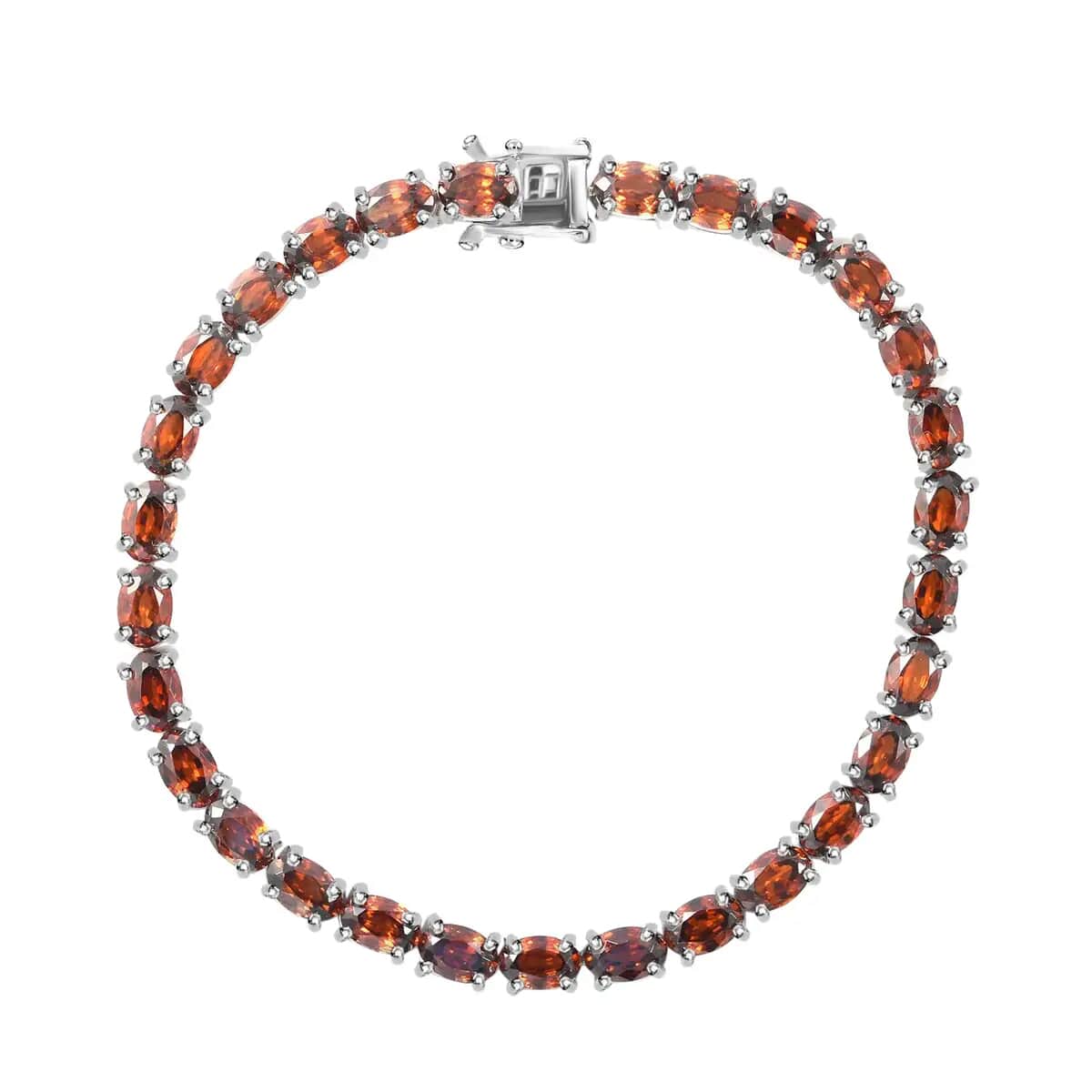 Red Zircon 21.75 ctw Tennis Bracelet in Platinum Over Sterling Silver, Silver Tennis Bracelet, Anniversary Gifts (8.00 In) image number 4