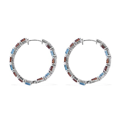Multi Zircon Inside Out Hoop Earrings in Platinum Over Sterling Silver 9.75 ctw