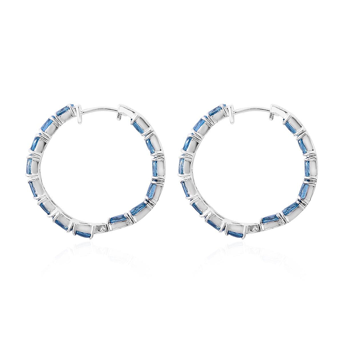 Cambodian Blue Zircon Inside Out Hoop Earrings in Platinum Over Sterling Silver 9.75 ctw image number 2