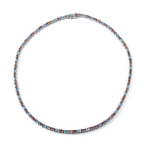 Multi Zircon 32.25 ctw Tennis Necklace in Platinum Over Sterling Silver 18 Inches